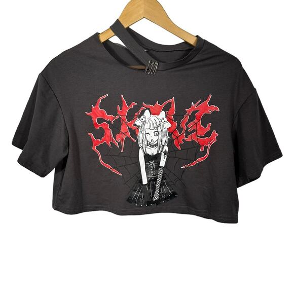 NWT Romwe Anime Girl Boxy Fit Crop Top Size Medium - Picture 2 of 10